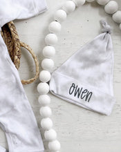 Load image into Gallery viewer, Personalized smokey gray matching big brother sweat shirt romper newborn outfit, matching siblings outfit pictures, hospital outfit for boy