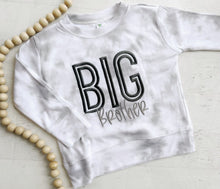 Load image into Gallery viewer, Personalized smokey gray matching big brother sweat shirt romper newborn outfit, matching siblings outfit pictures, hospital outfit for boy