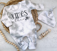 Load image into Gallery viewer, Personalized airplane baby romper and hat set, custom coming home outfit, sketch stitch boys outfit, baby shower gift, aviator