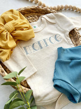 Load image into Gallery viewer, Personalized blue yellow newborn outfit, custom name girl, coming home outfit for baby girl, baby girl outfit, hospital outfit girl, spring