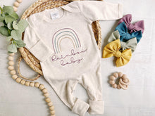 Load image into Gallery viewer, Baby girl outfit gift rainbow newborn outfit rainbow baby gender neutral romper boho rainbow simple rainbow custom sleeper rust rainbow