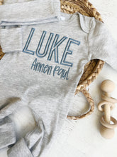 Load image into Gallery viewer, Personalized name blue baby newborn outfit coming home outfit for baby boy baby outfit pictures hospital outfit for boy baby shower gift