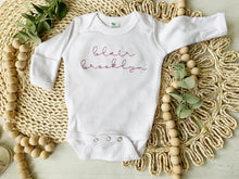 Load image into Gallery viewer, Personalized Vintage floral baby girl outfit with bummies cottagecore baby girl outfit personalized baby outfit with bows flowers blue rose