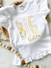 Load image into Gallery viewer, Personalized big sister shirt, big brother, baby outfits, matching sibling shirts, hospital outfits custom embroidery cousin crew shirt