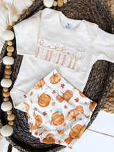 Load image into Gallery viewer, Baby Outfit | Hello Pumpkin Oatmeal Bodysuit Pumpkin Bummies - Fall Baby
