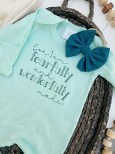 Load image into Gallery viewer, Newborn Baby Girl Outfit | Mint Romper Fearfully Wonderfully Made
