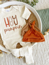 Load image into Gallery viewer, Fall Baby Outfit | Oatmeal Brown Romper Hey Pumpkin
