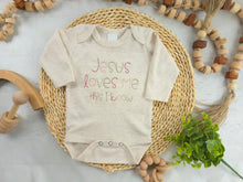 Load image into Gallery viewer, Baby Girl Outfit | Oatmeal Bodysuit Jesus Love Me
