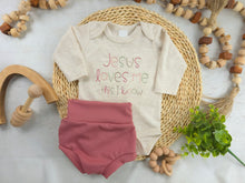 Load image into Gallery viewer, Baby Girl Outfit | Oatmeal Bodysuit Jesus Love Me
