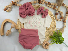 Load image into Gallery viewer, Baby Girl Outfit | Oatmeal Bodysuit Jesus Love Me
