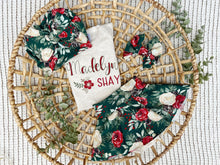Load image into Gallery viewer, Personalized Baby Girl Outfit | Oatmeal Bodysuit Green Floral Skirt Baby Name
