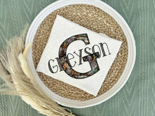 Load image into Gallery viewer, Personalized Baby Boy Outfit | Oatmeal Romper Green Beige Camo Baby Name
