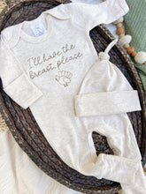 Load image into Gallery viewer, Thanksgiving Baby Outfit | Oatmeal Baby Romper - I&#39;ll Have The Breast Please Turkey
