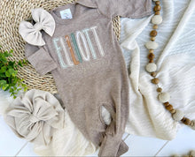 Load image into Gallery viewer, Personalized Baby Girl Outfit | Mocha Brown Romper Custom Baby Name - Elliott Elizabeth
