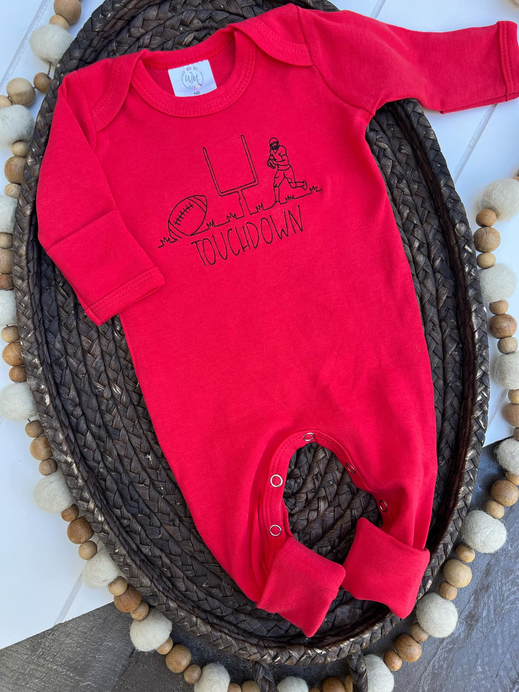 Football Baby Outfit | Red Baby Boy Romper - Touchdown