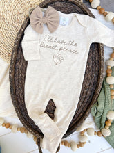 Load image into Gallery viewer, Thanksgiving Baby Outfit | Oatmeal Baby Romper - I&#39;ll Have The Breast Please Turkey
