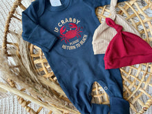 Load image into Gallery viewer, Baby Boy Outfit | Navy Romper - Funny Beach Baby- If Crabby Please Return To Beach
