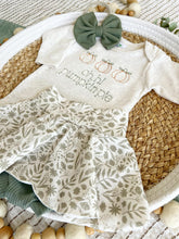 Load image into Gallery viewer, Fall Baby Girl Outfit | Beige Bodysuit Green Fall Skirt - Oh Hi Pumpkin Pie

