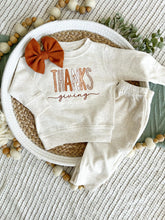 Load image into Gallery viewer, Fall Baby Sweatshirt Set | Oatmeal Pullover Orange Plaid Thanksgiving
