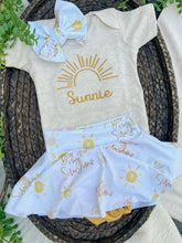 Load image into Gallery viewer, Personalized Baby Girl Outfit | Oatmeal Bodysuit Sunshine Yellow Skirt  Baby Name
