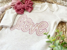 Load image into Gallery viewer, Baby Girl Outfit | Oatmeal Romper Pink Love - Valentine
