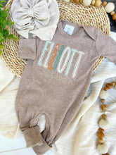 Load image into Gallery viewer, Personalized Baby Girl Outfit | Mocha Brown Romper Custom Baby Name - Elliott Elizabeth
