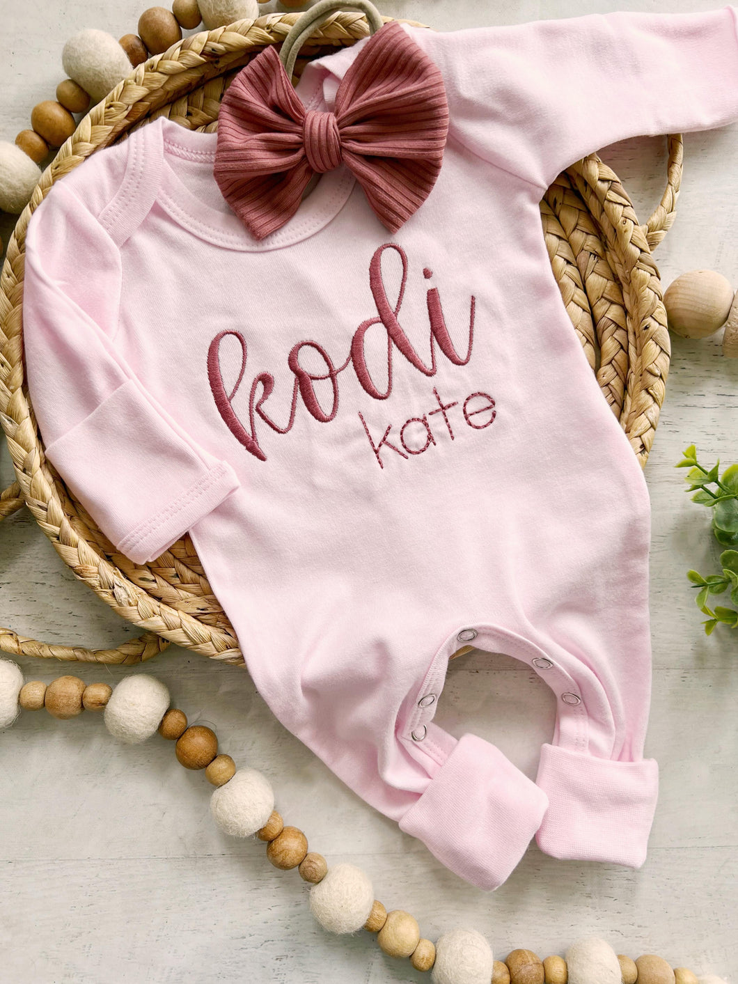 Personalized Baby Girl Outfit | Pastel Romper Custom Baby Name