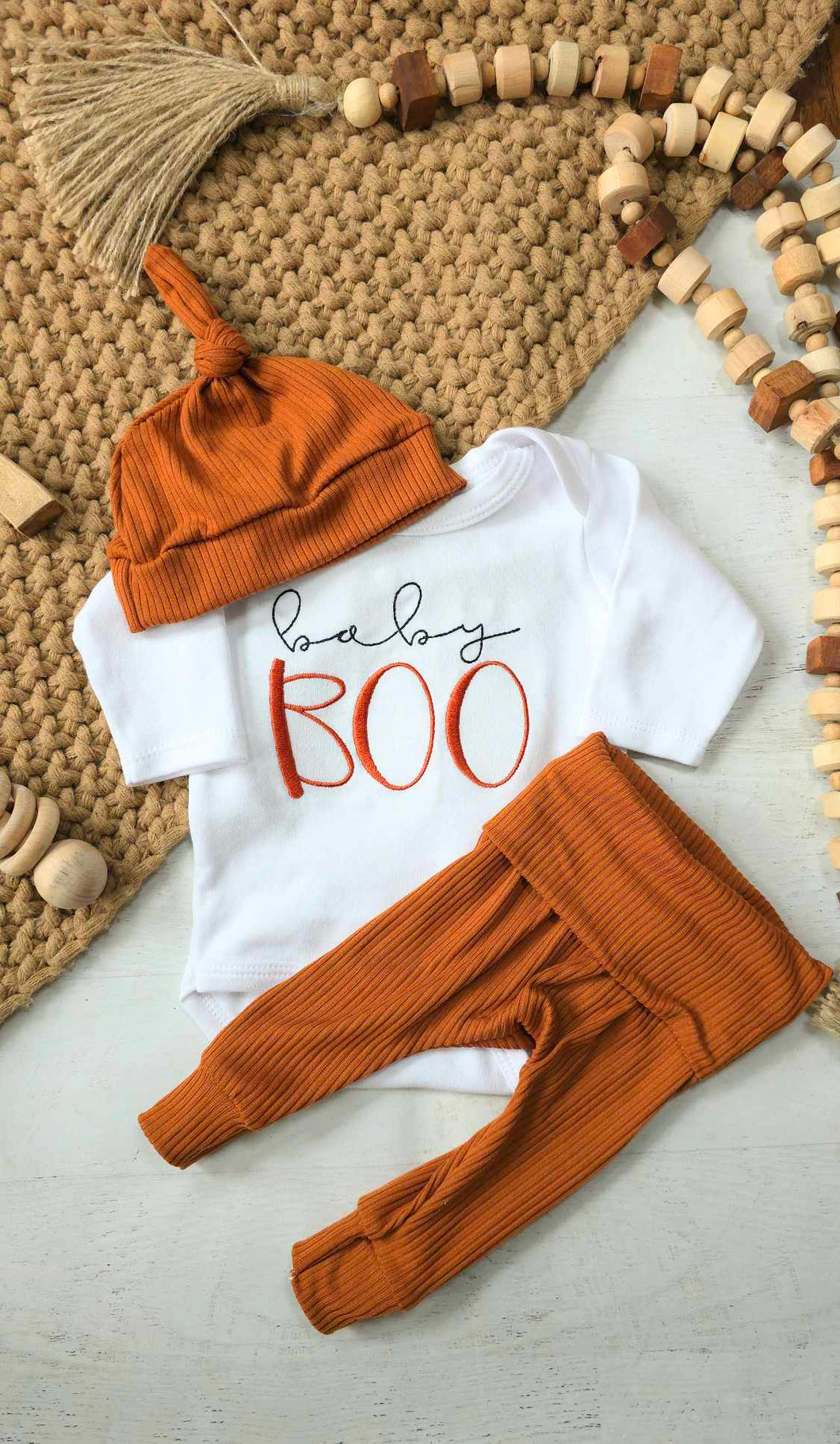 Baby Boy Halloween Outfit | White Bodysuit Baby Boo