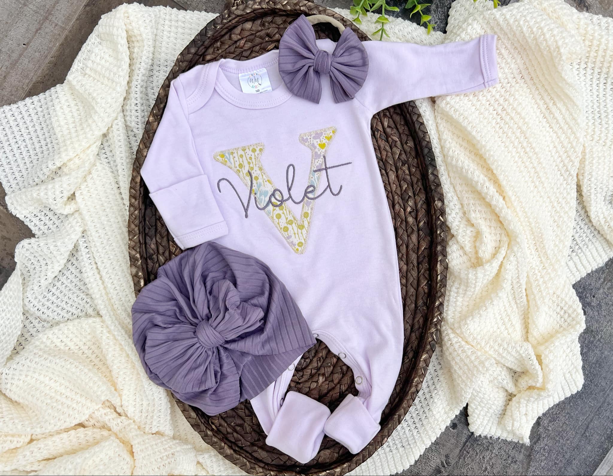 Romper Newborn Baby Girl Clothes Purple Personalized Baby Girl