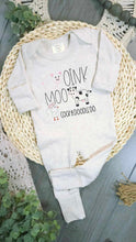 Load image into Gallery viewer, Farm Baby Outfit | Oatmeal Romper Oink Moo Cock-A-Doodle-Doo
