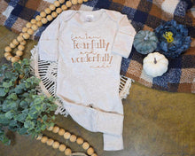 Load image into Gallery viewer, Personalized Newborn Baby Outfit | I Am Wonderfully Fearfully Made Oatmeal Romper Rust
