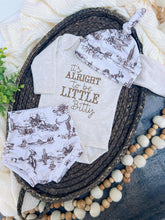 Load image into Gallery viewer, Cowboys Baby Outfit | Oatmeal Bodysuit - It&#39;s Alright To Be Little Bitty Ranch
