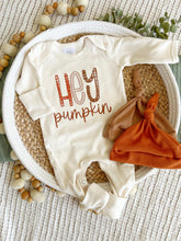 Load image into Gallery viewer, Fall Baby Outfit | Oatmeal Brown Romper Hey Pumpkin
