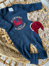 Load image into Gallery viewer, Baby Girl Outfit | Navy Romper - Beach Baby If Crabby Please Return To Beach
