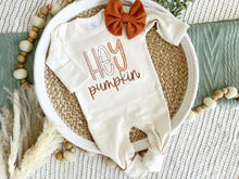 Load image into Gallery viewer, Fall Baby Outfit | Oatmeal Brown Romper Hey Pumpkin

