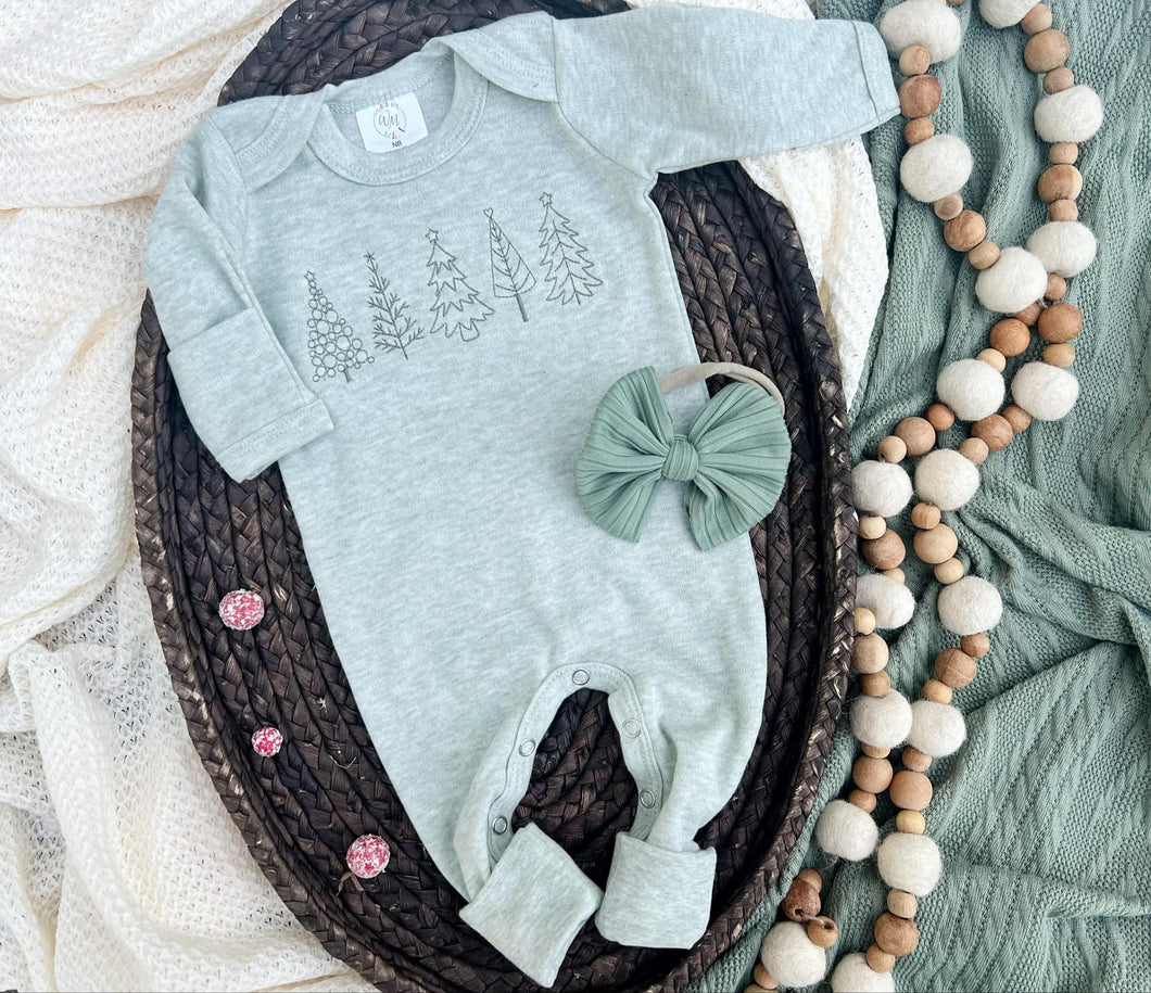 Christmas Tree Baby Outfit | Sage Green Romper