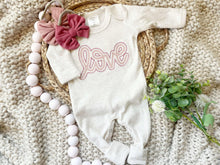 Load image into Gallery viewer, Baby Girl Outfit | Oatmeal Romper Pink Love - Valentine
