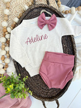 Load image into Gallery viewer, Personalized Baby Name Outfit | Oatmeal Pullover Sweatshirt - Adeline Pink
