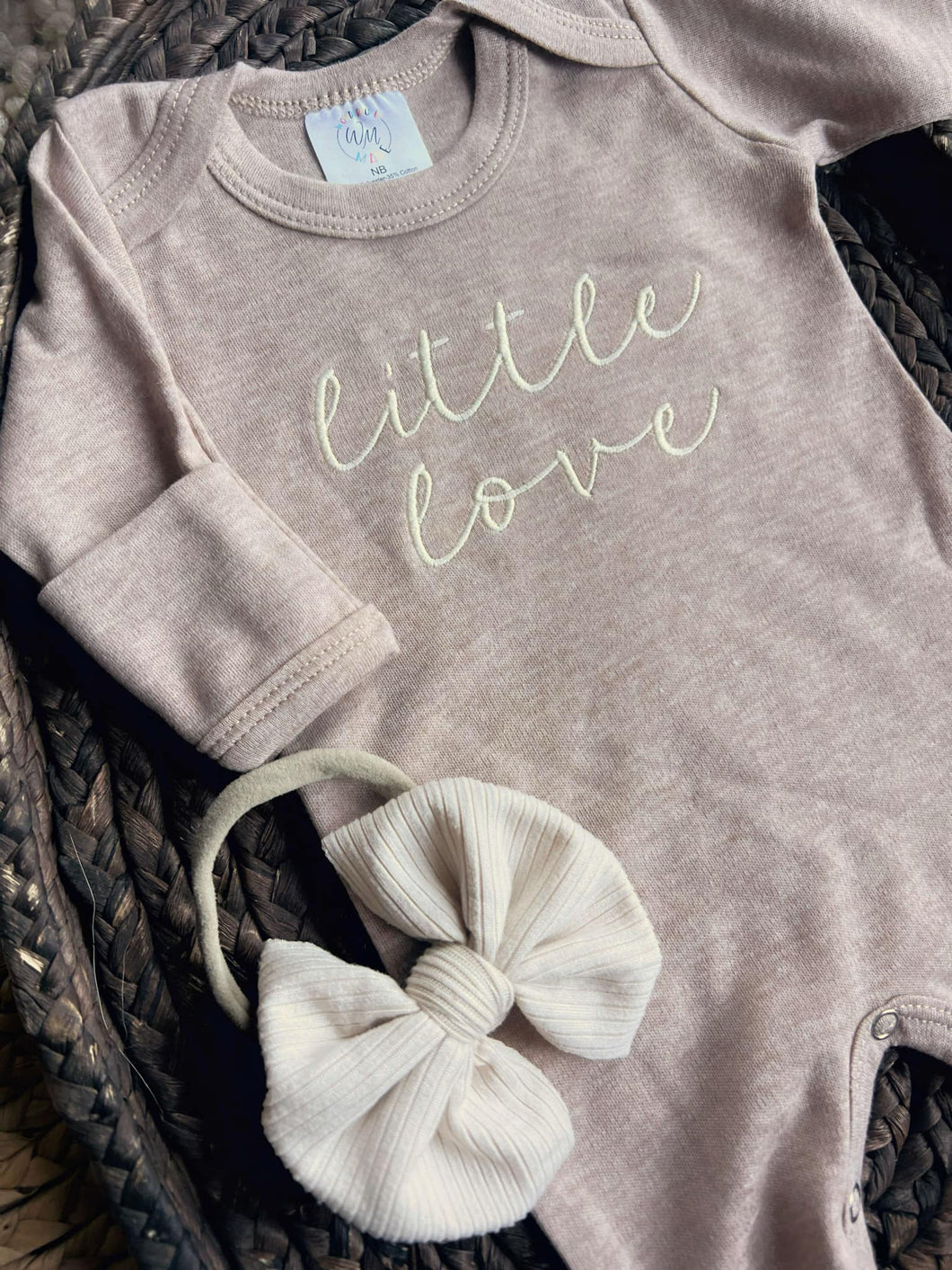 Baby Girl Outfit | Mocha Brown Romper Ivory Valentine - Little Love