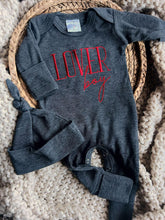 Load image into Gallery viewer, Baby Brother Outfit | Charcoal Gray Romper Valentine - Lover Boy
