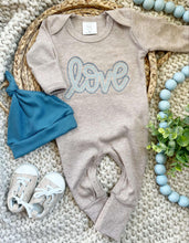 Load image into Gallery viewer, Baby Boy Outfit | Mocha Romper Blue Love - Valentine
