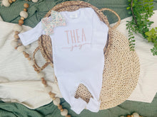 Load image into Gallery viewer, Personalized Baby Girl Outfit | White Romper Light Pink Custom Baby Name
