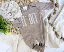 Load image into Gallery viewer, Personalized Baby Girl Outfit | Mocha Brown Romper Custom Baby Name - Elliott Elizabeth
