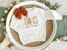 Load image into Gallery viewer, Fall Baby Sweatshirt Set | Oatmeal Pullover Orange Plaid Thanksgiving
