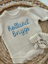 Load image into Gallery viewer, Personalized Baby Girl Newborn Outfit | Oatmeal Sweater Romper Baby Name

