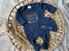Load image into Gallery viewer, Custom Baby Boy Outfit | Navy Romper - Daddy&#39;s Fishing Buddy
