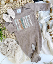 Load image into Gallery viewer, Personalized Baby Girl Outfit | Mocha Brown Romper Custom Baby Name - Elliott Elizabeth
