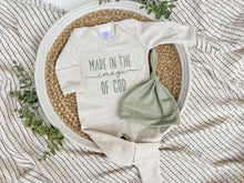 Load image into Gallery viewer, Baby Outfit | Oatmeal Romper Made In The Image Of God Sage Green
