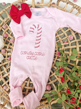Load image into Gallery viewer, Christmas Baby Outfit | Light Pink Romper Candy Cane Cute

