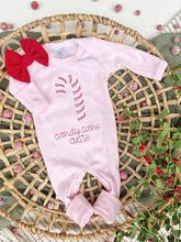 Load image into Gallery viewer, Christmas Baby Outfit | Light Pink Romper Candy Cane Cute
